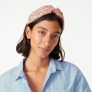 J. Crew Wide Knot Pink Tweed Headband